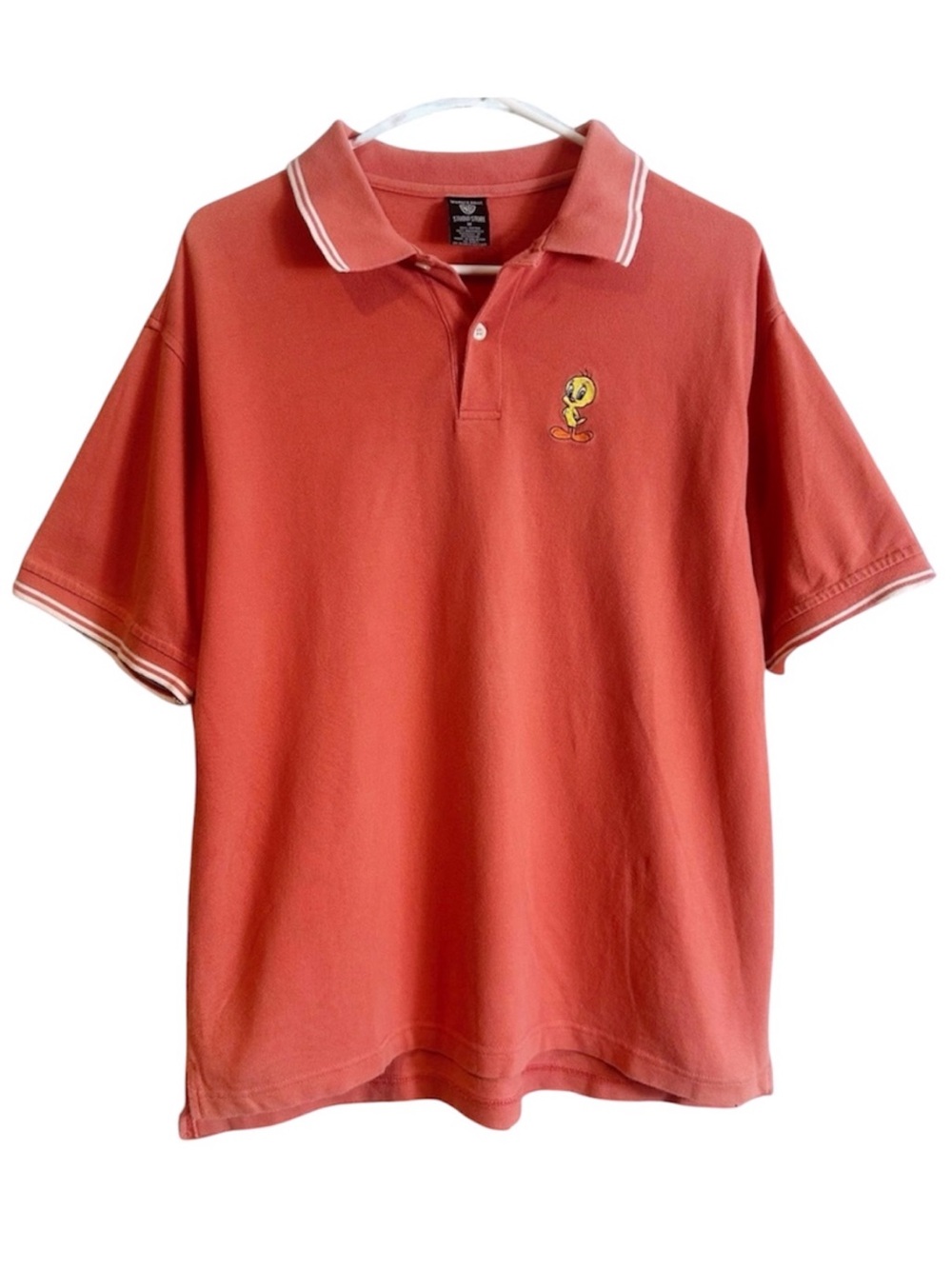 Warner Brothers Studio Store Looney Tunes Tweety Bird Patch Polo Shirt FLAW